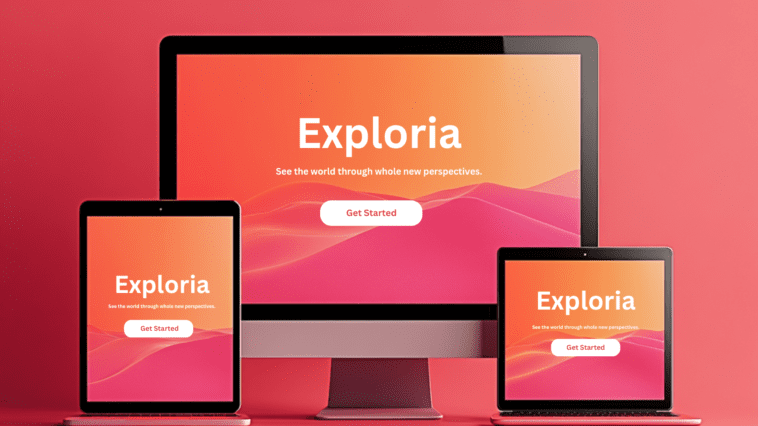 Modern responsive website mockup on desktop, tablet, and smartphone
